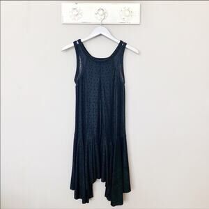 Free People Black Polka Dot Asymmetrical Hem Slip Dress